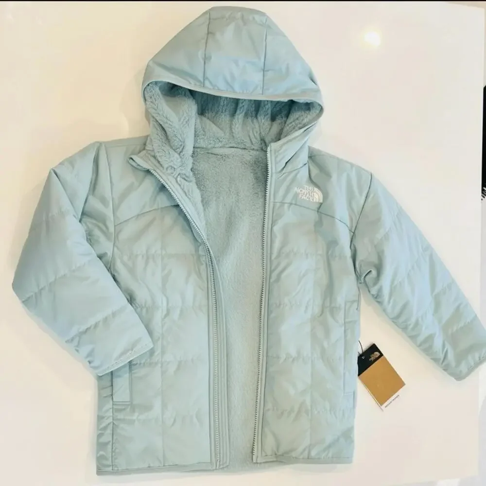 $160 The North Face Reversible Shasta Short Parka Jacket Girls XS(6) Muted Pine